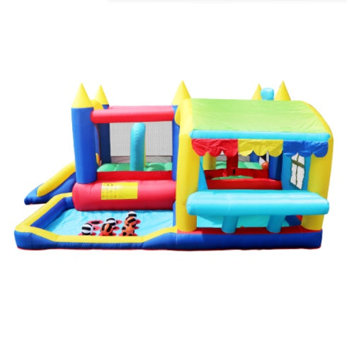 7 In 1 Inflatable Bounce House, Bouncy House With Ball Pit For Kids Indoor Outdoor Party