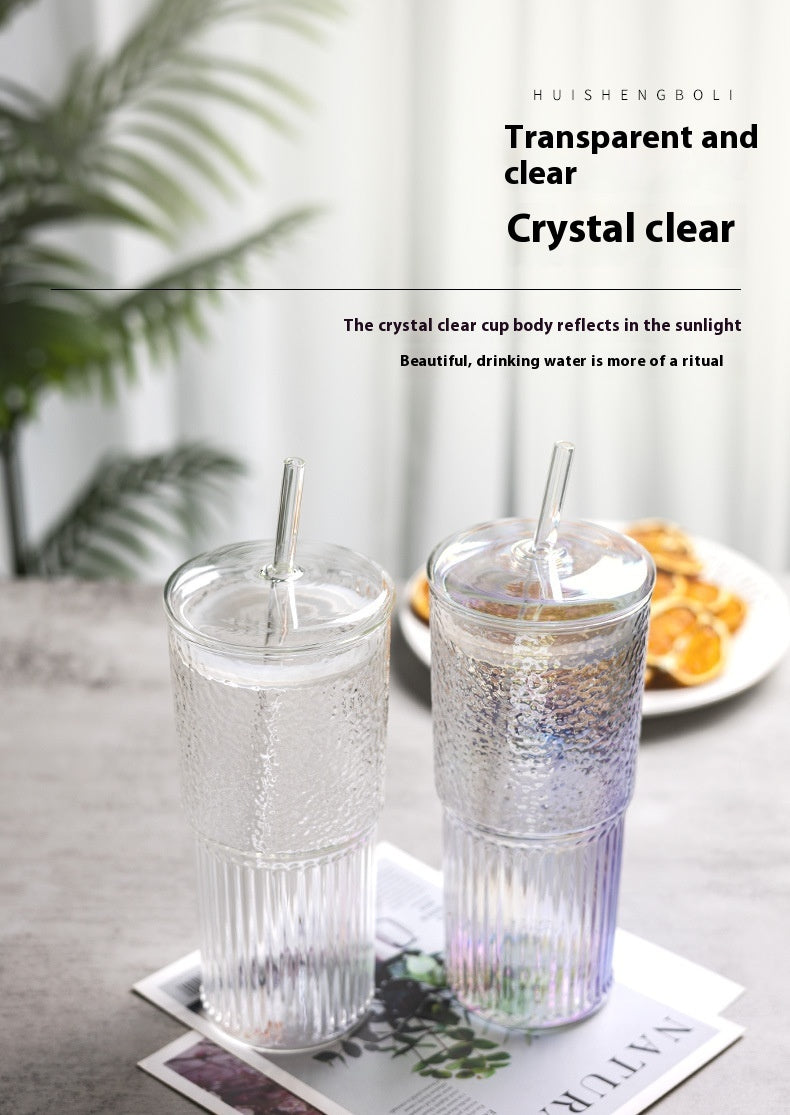 Glass Straw Cup Glass With Lid Large