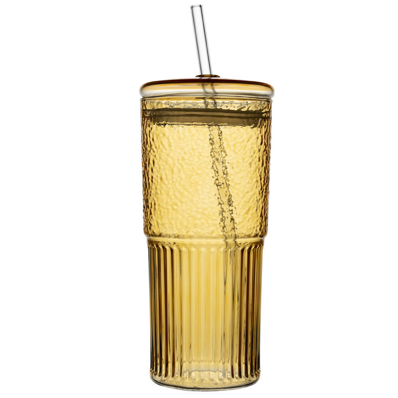 Glass Straw Cup Glass With Lid Large