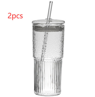 Glass Straw Cup Glass With Lid Large