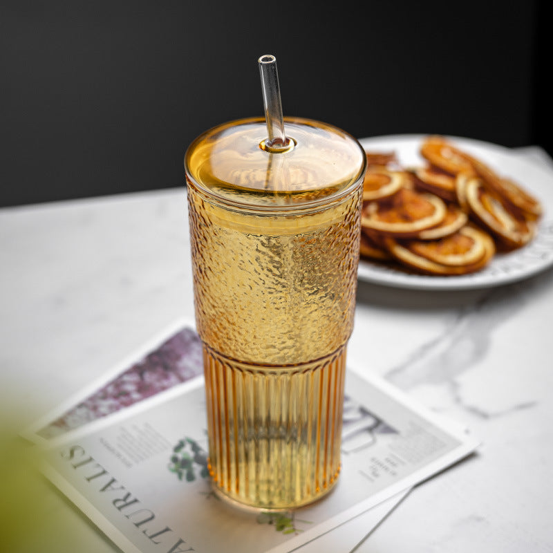 Glass Straw Cup Glass With Lid Large