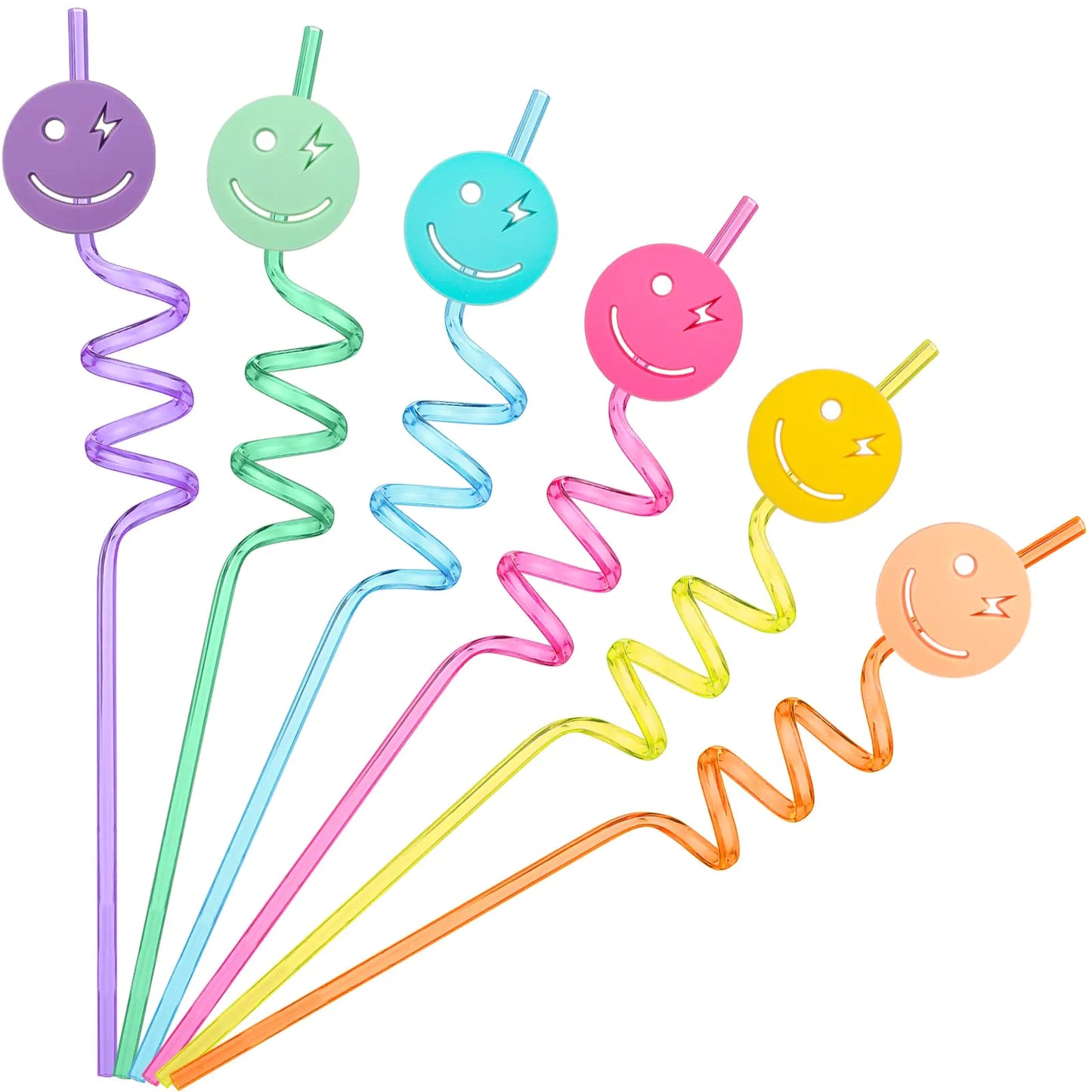 Newtay 24 Pack Pastel Smile Reusable Straw Set