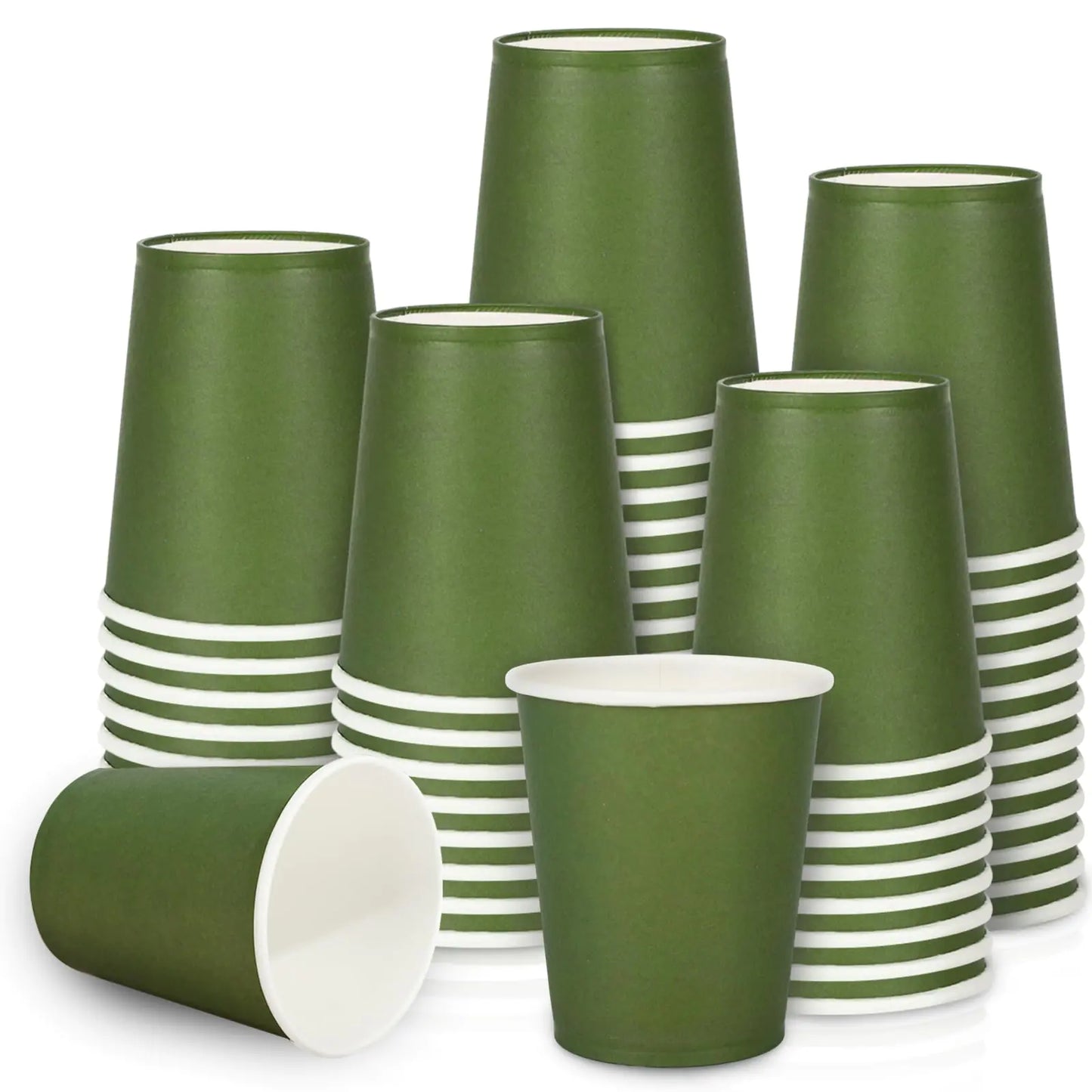 Whaline 50Pcs Olive Green Paper Cups 9oz Disposable Coffee Cups