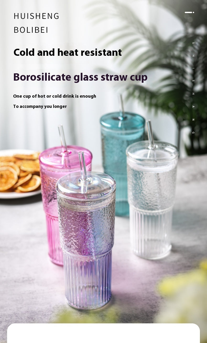 Glass Straw Cup Glass With Lid Large