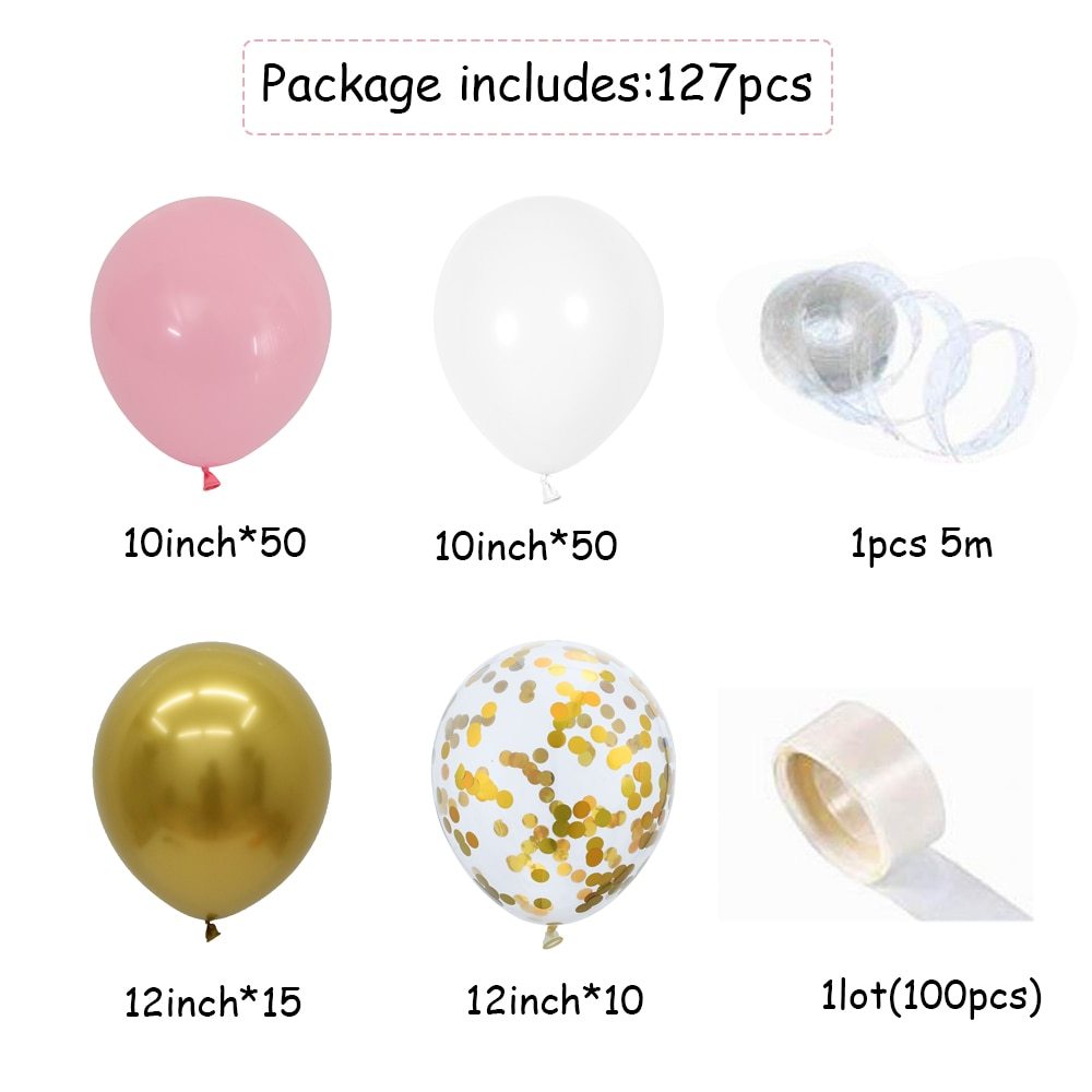 127pcs Pink Balloon Arch Garland Kit