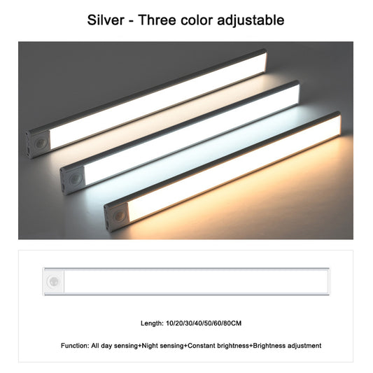 Intelligent ultra-thin wireless LED human body sensing light rechargeable magnetic strip light