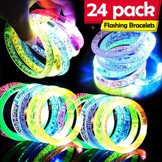 24 Pack Glow In The Dark LED Bracelets