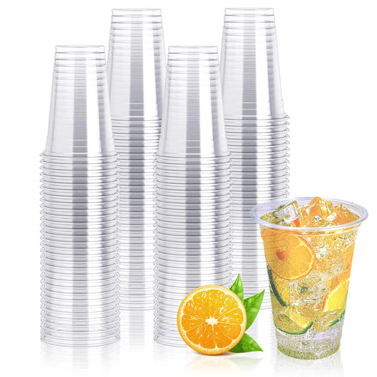 Lilymicky 200 Pack 10 oz Clear Plastic Cups PET Disposable Drinking Cups