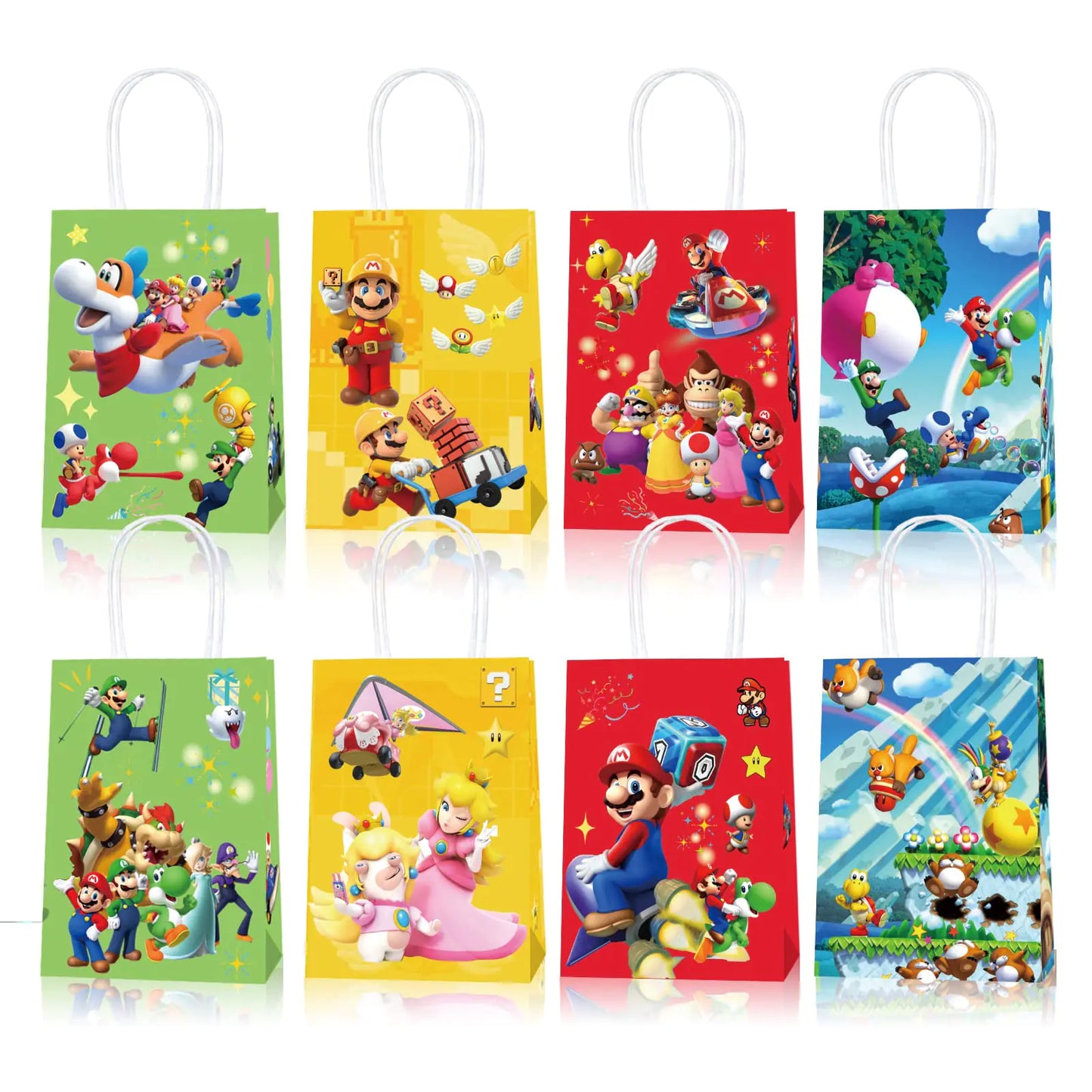 16PCS Party Gift Bags for Super Bros Birthday Party