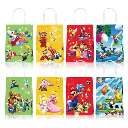 16PCS Party Gift Bags for Super Bros Birthday Party