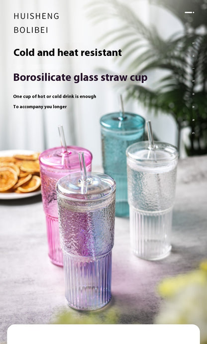Glass Straw Cup Glass With Lid Large