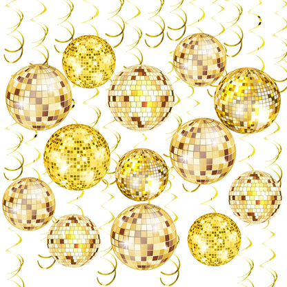 54 Pieces Gold Disco Party Decorations Disco Balls