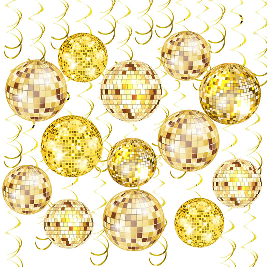 54 Pieces Gold Disco Party Decorations Disco Balls