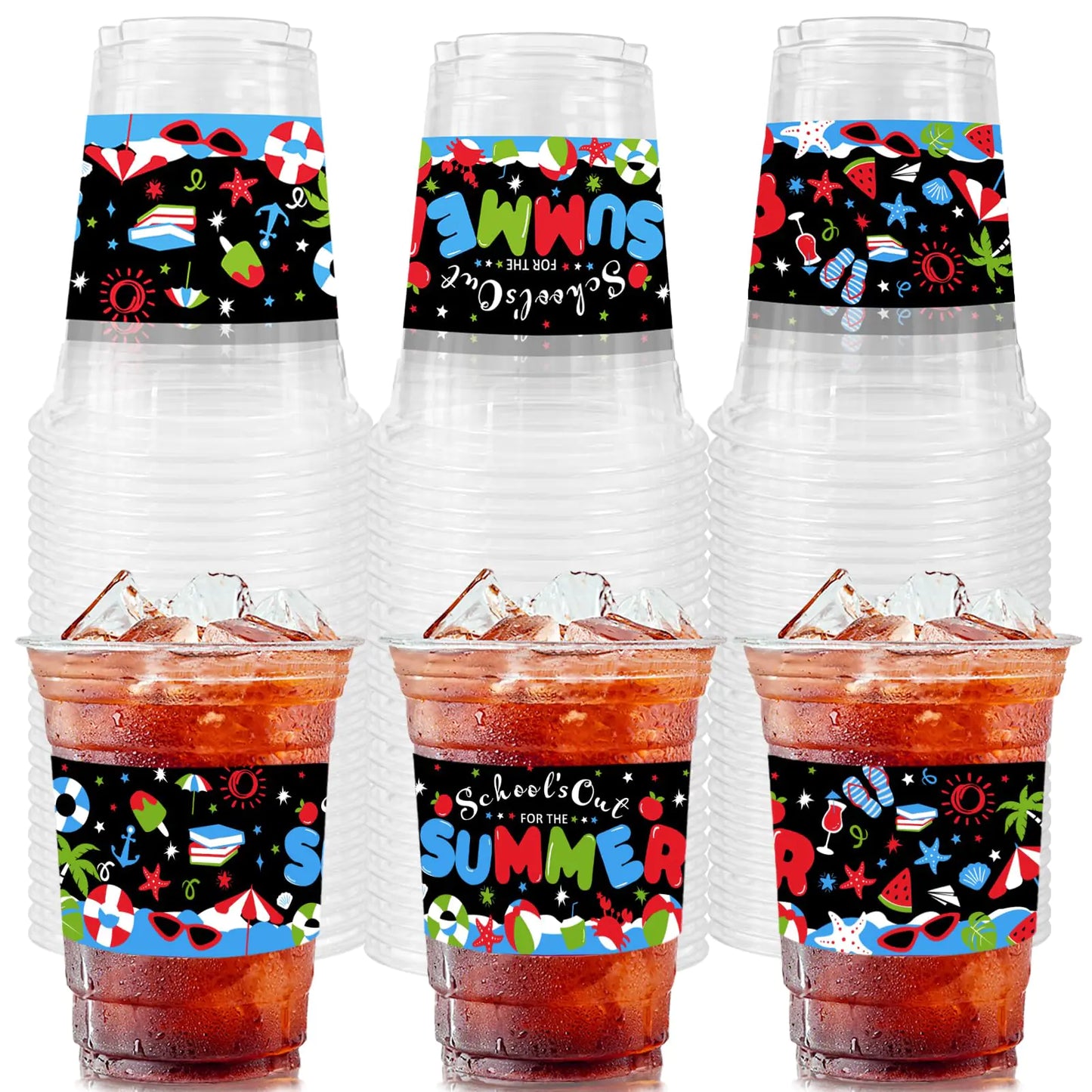 50 Count End of School Year Theme Party Cups 12 oz