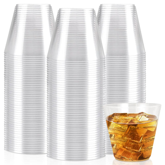 EASERCY Clear Plastic Cups Clear Disposable Cups 9 Oz 100 Pack