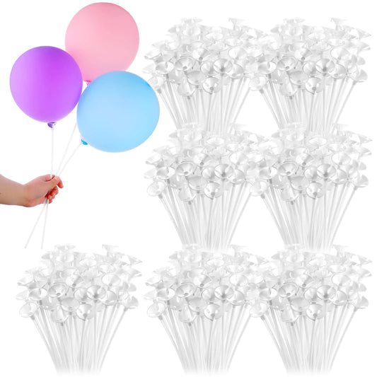 600 Pcs Plastic Balloon Sticks with Cups Reusable